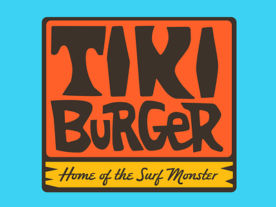 Tiki Burger Logo Concept burger fast food hand drawn logo logo logotype restaurant surf tiki
