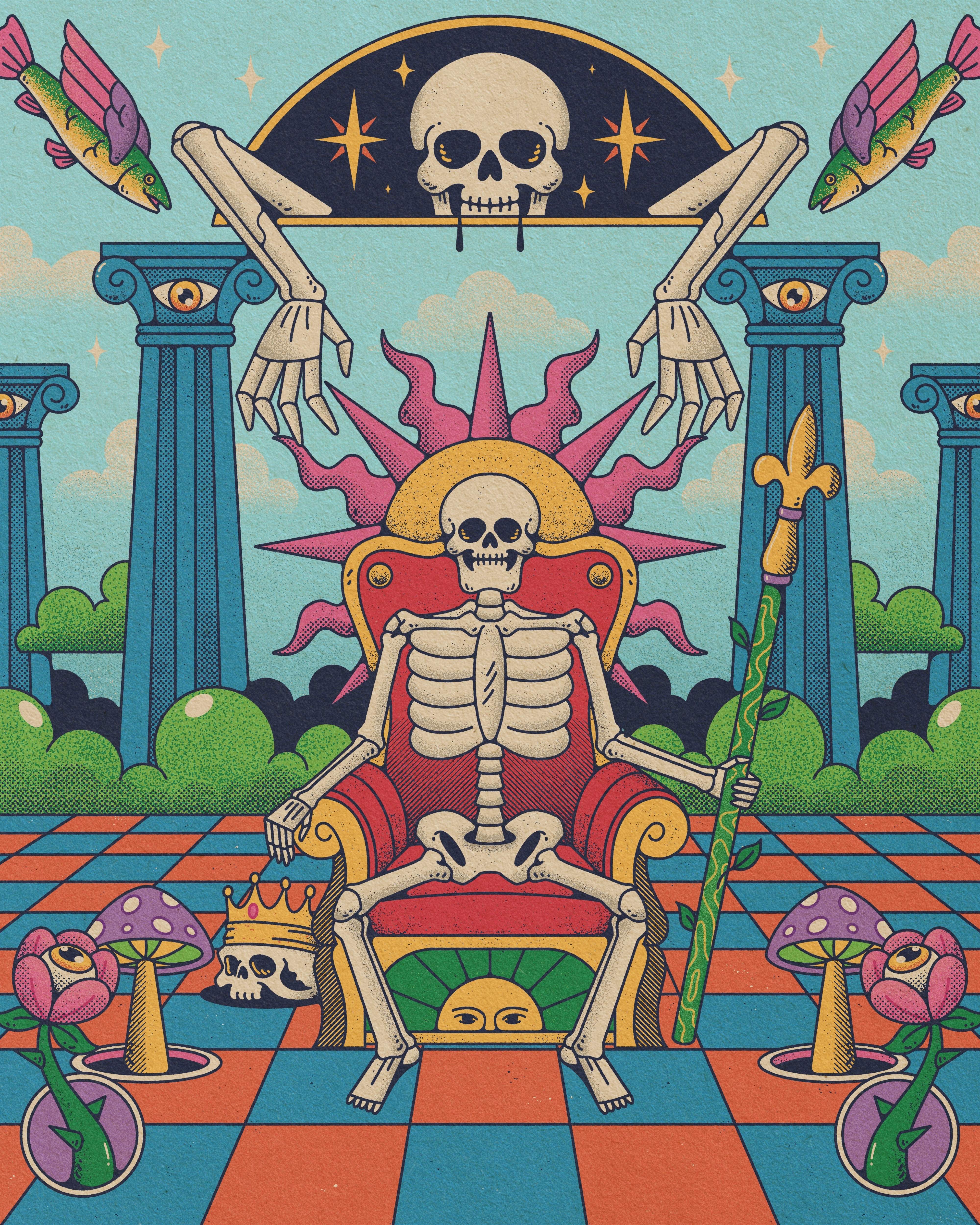 Eternal Rule band branding colorfull cover album graphic design monoline packaging poster psychedelic skull skull art