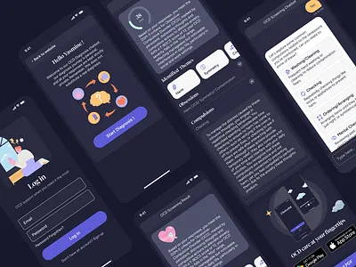 OCD Support Portal – Screening Chatbot illustration mental health product design ui ux web design