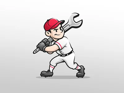 Baseball Wrench baseball brand character home service home service brand illustration logo plumbing sportlogo work wrench