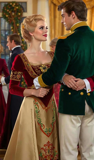 Yuleide Ball cover art work graphic design historical romance yuleide