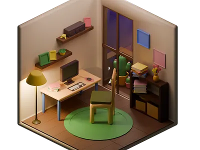 Isometric Office made in Blender 3d 3d modelling blender graphic design