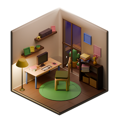 Isometric Office made in Blender 3d 3d modelling blender graphic design