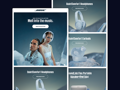 Bose Ice Blue Drop — Launch Email Design bose branding campaign email design email marketing minimal design product launch ui ux design