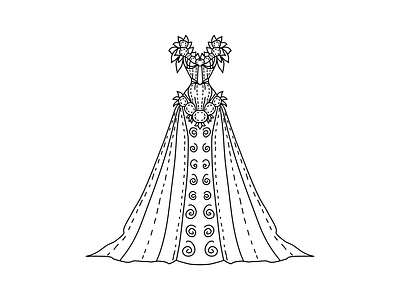 Fantasy Dress Coloring Page ball coloring dress illustration page