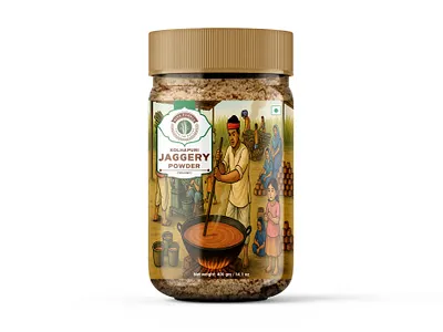 Kolhapury Jaggery Powder Bottle Label Design nutrition supplement branding