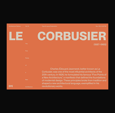 Typography and Layout Exploration: Le Corbusier architecture ui web design