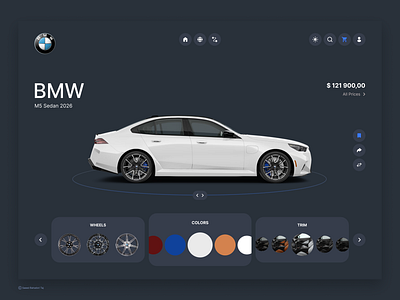 BMW M5 Configurator – Customize Your Drive - Dark Mode Edition 3d animation app bmw bmw m5 branding design graphic design illustration illustrator logo minimal product design typography ui ux vector web web design website