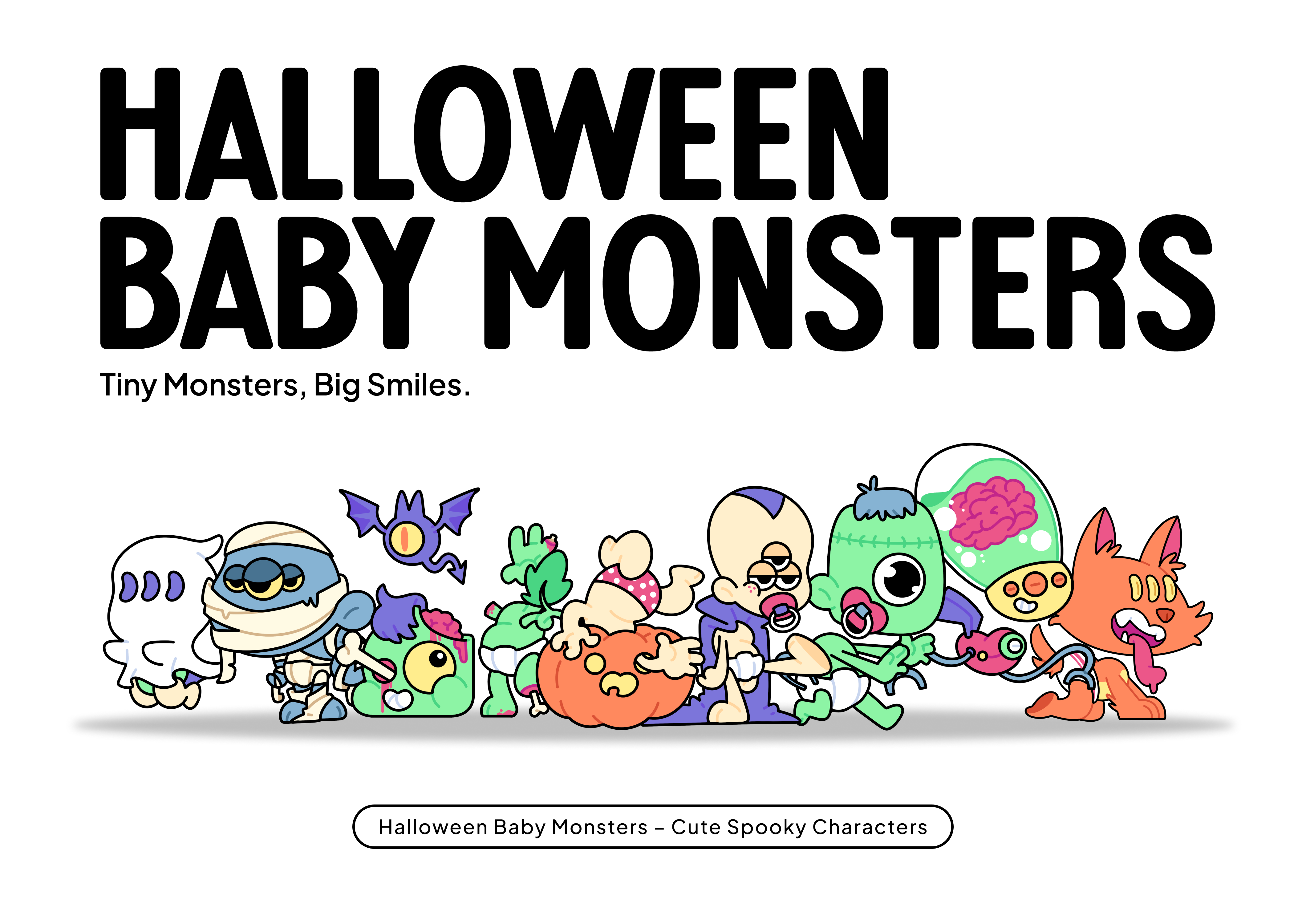 Halloween Baby Monsters - Character Design branding cartoon cartoon halloween character design creepy cute design graphic design halloween illustration kawaii logo logo branding logo mascot mascot cartoon trick or treats vector