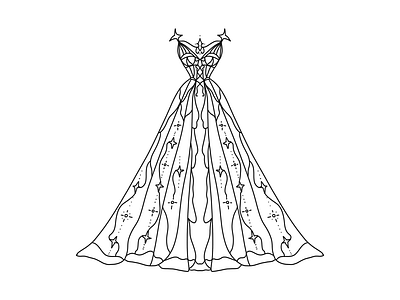 Fantasy Dress Coloring Page ball coloring dress fashion illustration