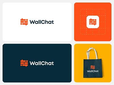 WallChat – Logo Design for Secure Social Media & Messaging App app icon brand identity branding chat chat bubble chat logo chatting communication conversation firewall logo messaging messaging platform minimal modern privacy secure social media talk wall