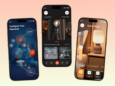 Smart Home Mobile App Design app conditioning device management home home automation home monitoring ios lamp lightning luxury mobile mobile app remote control smart smart device smart home smart home mobile app smart house smarthome toggle