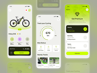 Bicycle App UI concept — RideMate ai aibike bicycle bicycle app creative cycle cycling ecommerce ecycle electric bike ios iot maps mobile rasing saas smart bike smartbike ui