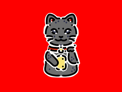 Maneki Neko cat design hipaint illustration japan kitten luck