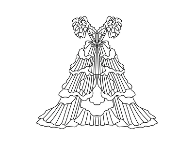 Fantasy Dress Coloring Page coloring dress fashion illustation page