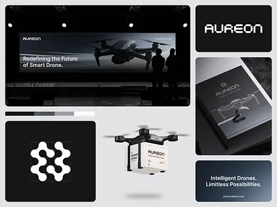 Aureon - Brand Identity aerial tech brand concept brand designer brand identity branding clean design drone brand drone desingn emura studio futuristic graphic design identity desigb logo logo designer monochrome design product design tech branding technology typography design