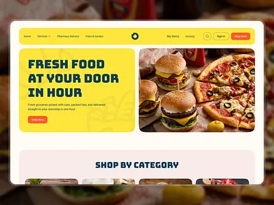 Food Delivery Website UI – Fresh & Fast Ordering delivery ui ecommerce ui fast delivery food app design food delivery food order app food website grocery store landing page ui web web design webdesign website website design