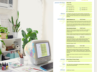 The self-written resume of Steve Jobs -presented at MWSF2000 apple flower power homepage itools resume template