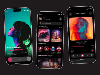 Music Player App Design app app design app interface application ui audio player best ui dark mode ui design ios ios design mobile app modern app ui music music app music player onboarding screen playlist ui ui ux design ux