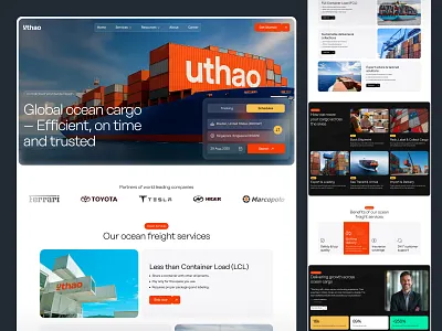 Ocean Transportation Service Landing Page | Uthao UI/UX cargo landing cargo management cargo website courier website delivery website ecommerce logistics freight shipping logistics website maritime logistics ocean transportation service landing page shipping service supply chain website top design agency transport service transportation website uiux agency uiux design web design