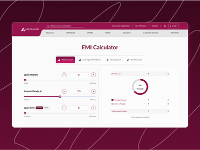 EMI Calculator - Axis Finance concept daily ui figma fintech graphic design interaction design product design saas ui user experience user interface ux visual design web design website