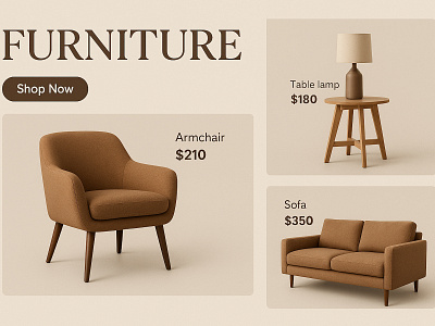 Furniture Landing Page Design architecture chair decor ecommerce furniture home house interior lamp landing page marketplace online shop product design shopify sofa table ui design web design website wood