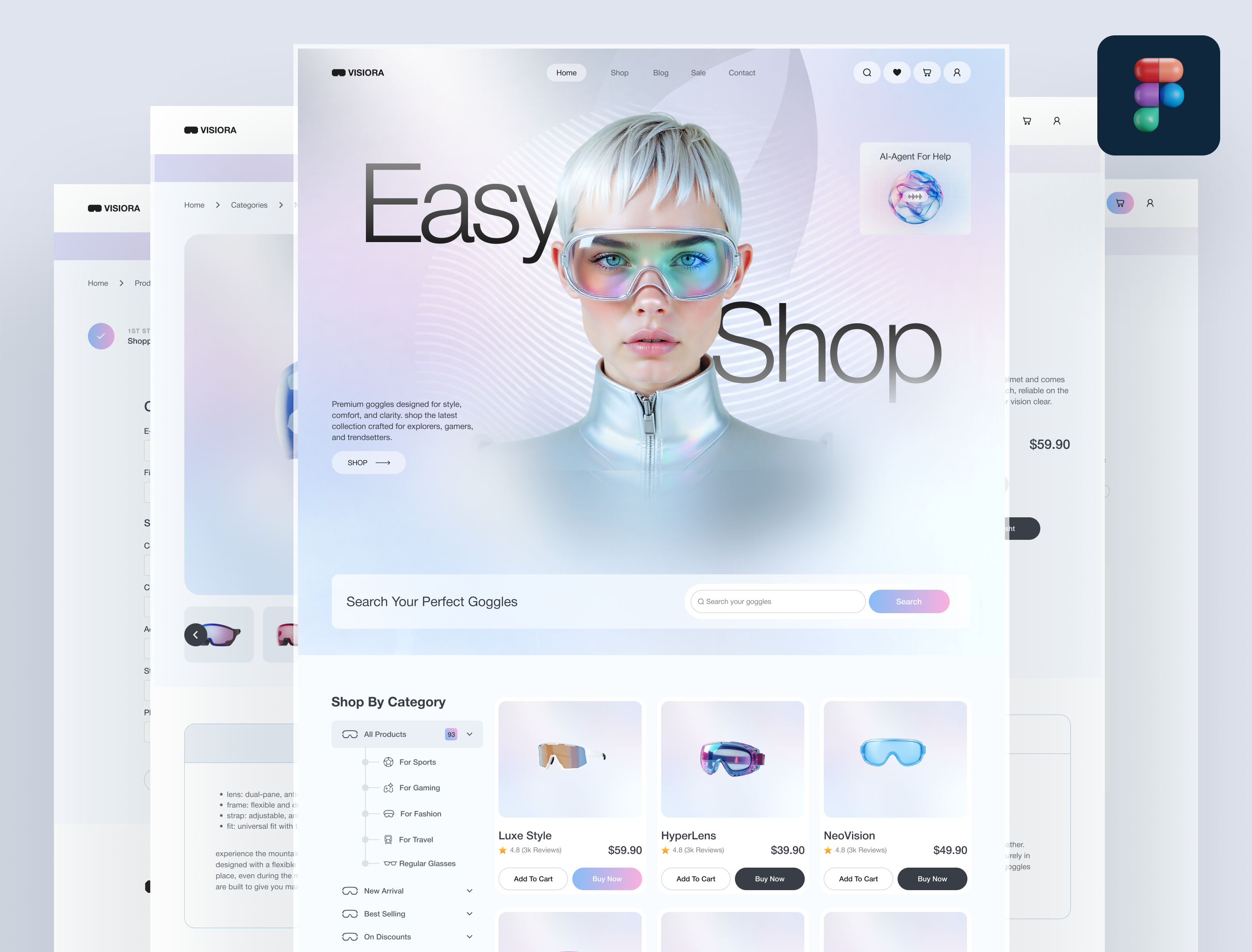 VISIORA - Online Store Design, UI/UX, Website Design design dribbble ecommerce figma hamida jannat landing page design onlinestore store ui uiux ux web design website