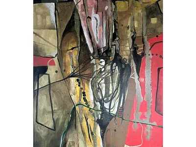 Ve skalách ...., akryl na plátně, 90 x 70 cm