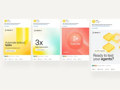 duvo.ai social media assets 3d assets canva glass gradients linkedin social media templates yellow