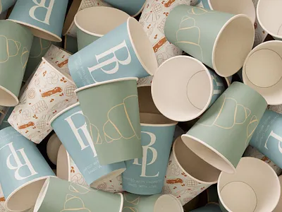 The Bakery Lab Packaging Coffee cups beverage brand identity branding coffee cup design design graphic design hospitality illustration logo modern packaging pattern design visual design
