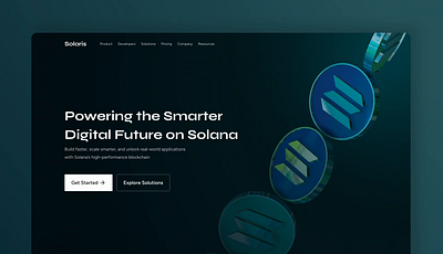 Solaris - hero section 3d bitcoin blender blockchain buy crypto cardano crypto crypto trading crypto wallet cryptocurrency currency ethereum framer hero section new solana spline web3 webflow website