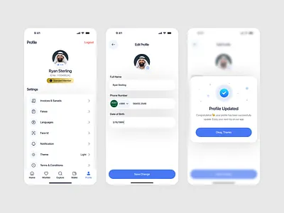 Fintech Mobile App - User Profile Management app app design app interface app ui banking app design fintech app fintech mobile app design light mode ui mobile app mobile app design mobile app ui modern app ui product design profile screen uiux design user profile ui
