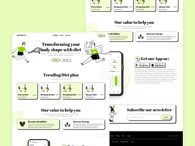 Modern Fitness & Nutrition App Website Concept 3d animation branding graphic design logo motion graphics ui