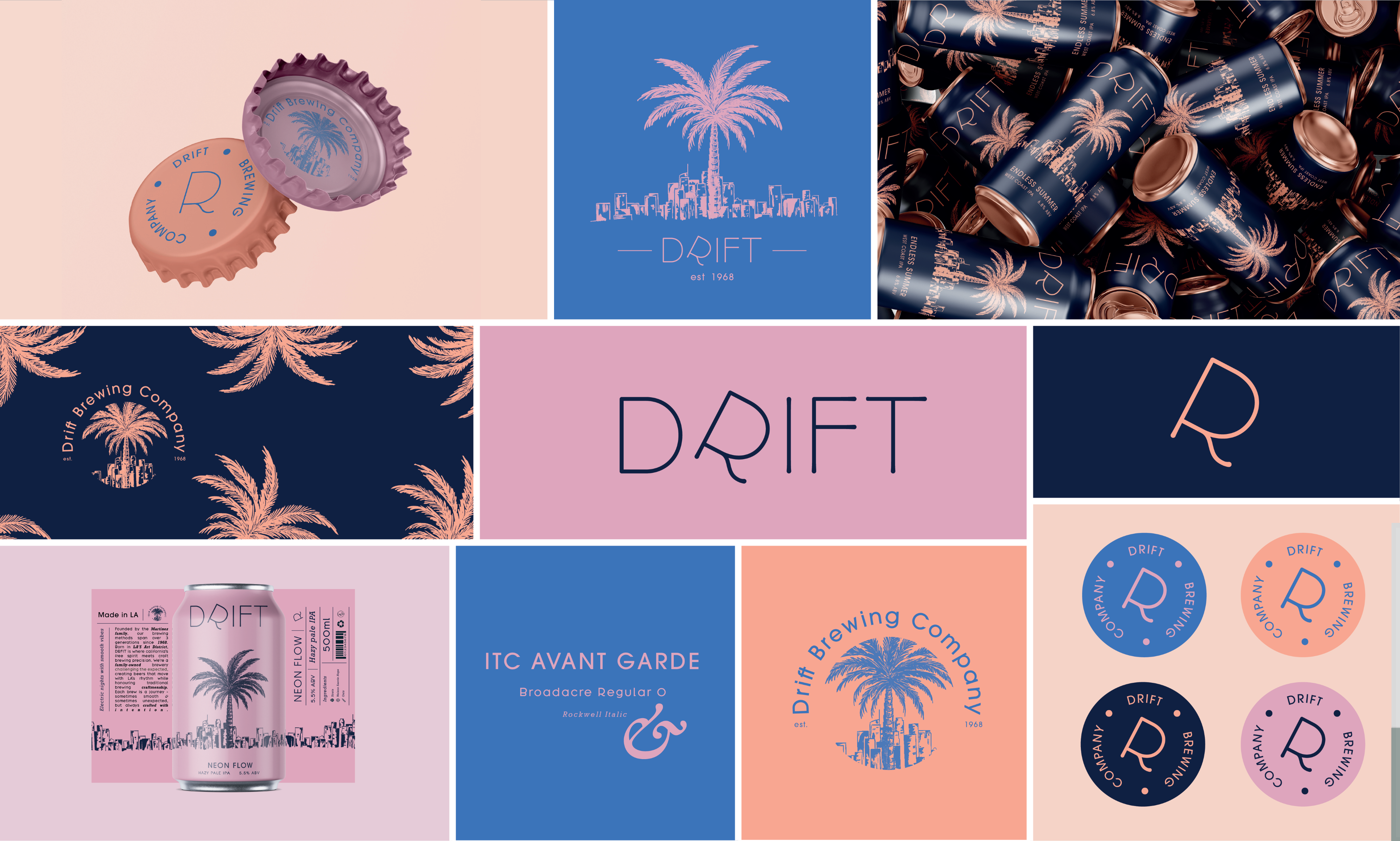 Drift Brand Identity beer beverage brand identity branding design graphic design illustration logo marketing material modern moodboard presentation visual storytelling