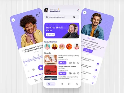 Podcast & Music App UI Design Exploration 3d animation design graphic design logo motion graphics music podcst ui uiux