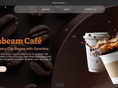 Sunbeam Cafe Sample Website Design with Animation - Using Figma animation cafe coffee figma food ui uiux ux website
