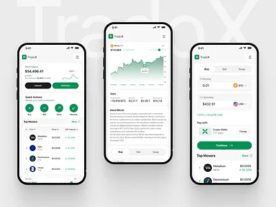 TradoX - Crypto App UI/UX Design app design artxis banking app blockchain crypto crypto app crypto trading cryptocurrency digital bank finance finance app fintech fintech app minimal online banking app product design trading ui design wallet app