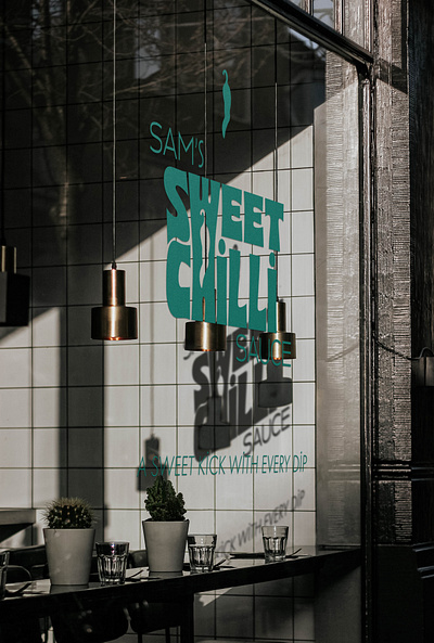 Sams sweet chilli sauce logo brand identity branding design food graphic design illustration logo logo design modern retail shopfront visual identity wordmark