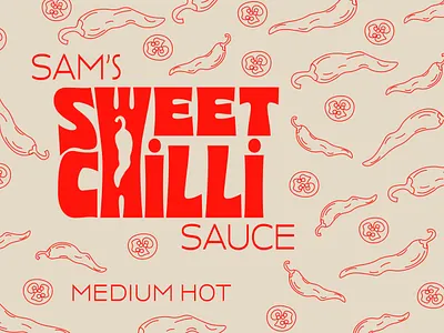 Sams sweet chilli sauce label design brand identity branding design food label graphic design illustration logo marketing materials modern packaging pattern design retail