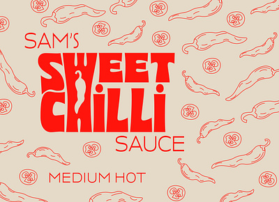 Sams sweet chilli sauce label design brand identity branding design food label graphic design illustration logo marketing materials modern packaging pattern design retail