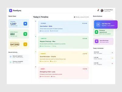 PawSync Dashboard – Smarter Care for Every Pet app branding dashboard illustration logo mobile mobileapp mockup pet portfolio ui uidesign uiux ux webpage website