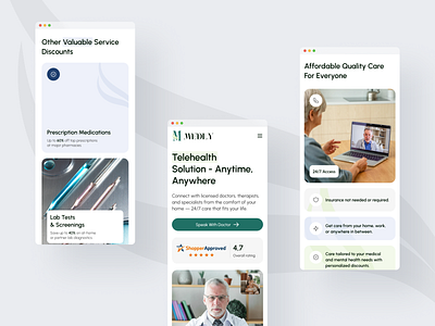 Telehealth Landing page - Mobile version app clean drumncode health healthcare interface medicine mobile responsive web design web development