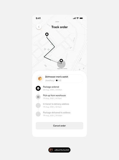 Track package screen ui delivery lagos mobile app track ui design uiux white x black