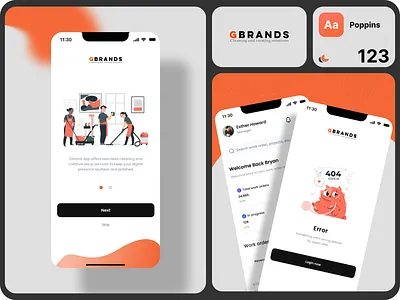 Cleaning and Creating Solutions Mobile App branding cleaning app figma full mobile app logo mobile app ui ui design uiux