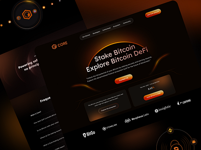 Bitcoin DeFi Staking Platform Website UI/UX ai agent ai website bitcoin website crypto website defi landing page stake bitcoin web design web3