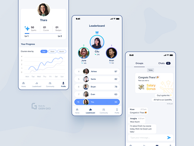 UpSkillify- Gamification chat employee geen geo kerala leaderboard productdesign profile ui ux