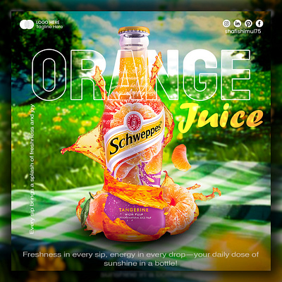 Orange Juice Product Social Media Post Design bill board design branding desgin design designinspiration graphic design illustration juice orange product roll up banner design