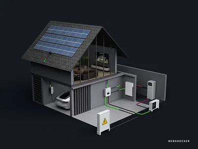 Smart Grid Connect animation 3d animation app battery house lottie motion design render solar webshocker