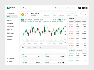 TradoX – Crypto Trading with Modern UI Design artxis clean dashboard crypto buy crypto dashboard crypto sell dashboard dashbord design finance dashboard product design real trading design trading dashboard trading dashboard design web app web design
