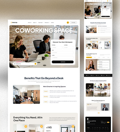 Co-working Space Landing Page Design branding coworking coworking landing page design design figma framer illustration landing page modern web design responsive website design ui uiux web design website design